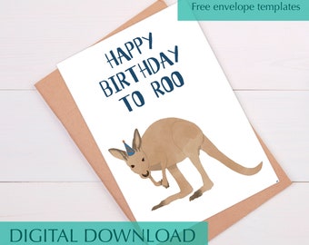 Kangaroo Birthday Card Funny Card Printable Birthday Cards for Friend Birthday Gift Funny Girlfriend Birthday Card for Boyfriend