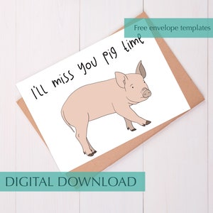 Carte d'adieu cochon Carte de déménagement avec un ami amusant pour un collègue Carte de départ Carte de retraite amusante Carte d'adieu avec un ami pour un départ