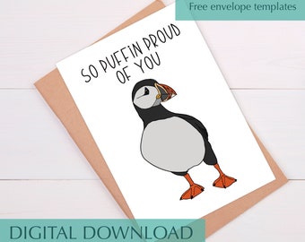 Puffin Congratulations Card Funny Puffin Congratulations on Graduating Card Funny Card for New Job Printable Congrats Card for Friend