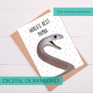 Cartão de cobra para mãe, cartão engraçado de dia das mães para amigo, mãe de filha, cartão imprimível, presente engraçado digital para mãe, presente de aniversário