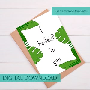 Carte Monstera porte-bonheur, plante amusante, carte d'encouragement pour un ami, nouvel emploi, carte porte-bonheur, cadeau motivant pour un ami, carte de vœux