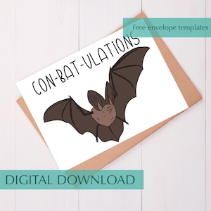 Bat Congratulations Card Funny Bat Congratulations on Graduating Card Funny Card for New Job Printable Congrats Card for Friend
