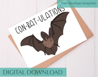 Bat Congratulations Card Funny Bat Congratulations on Graduating Card Funny Card for New Job Printable Congrats Card for Friend