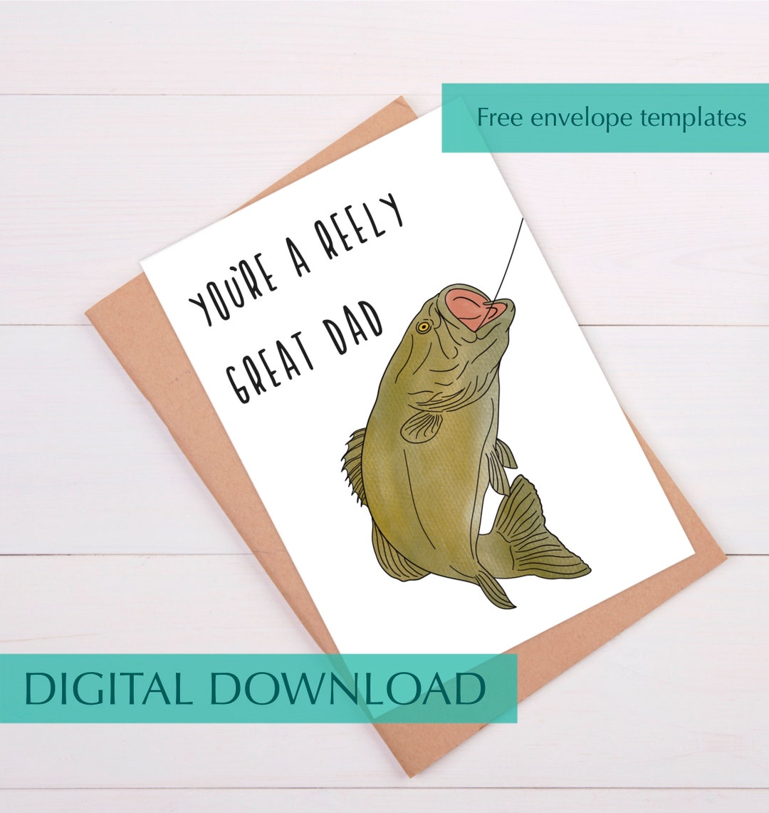 Fishing Father’s Day Card Funny Fish Fathers Day Card for Dad Printable ...