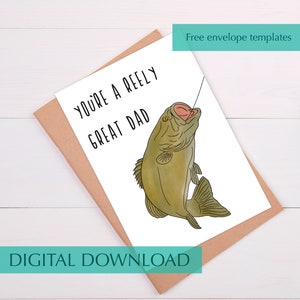 Pêche Carte de fête des pères poisson drôle Carte de fête des pères pour papa Carte imprimable Cadeau amusant pour papa de sa fille Cadeau de fête des pères de sa femme