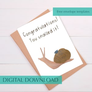 Escargot carte de remise des diplômes Funny Bug Félicitations pour l'obtention du diplôme Carte sarcastique drôle pour diplômé Carte de remise des diplômes imprimable pour un ami