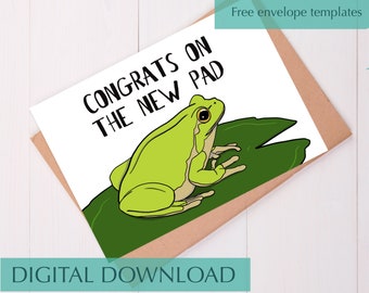 Frog Housewarming Card Funny Frog Card Printable Housewarming Cards for Friend Gift Funny Girlfriend Birthday Card for Boyfriend