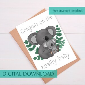 Koala Baby Shower Card Cute Koala New Baby Card Mommy Gift for New Baby Card Baby Shower Printable Card Congratulations Baby