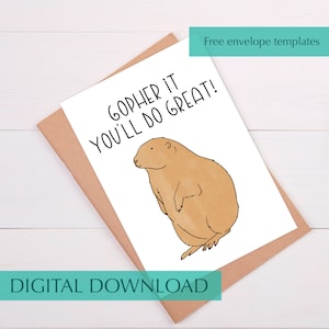 Tarjeta de buena suerte de Gopher Tarjeta de aliento divertida de Gopher para un amigo Tarjeta de buena suerte para un nuevo trabajo Regalo motivacional para un amigo Tarjeta de los mejores deseos