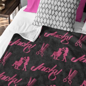 Personalized Hair Stylist Blanket, custom cosmetologist blanket, personalized gift for beautician, Hairstylist Gift, Hairdresser Gift