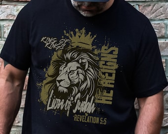 Bible Verse T Shirt, Lion of Judah, Christian shirt for men, Christian apparel, Christian Gift, Religious Shirt, Faith Shirt, Mens Jesus tee