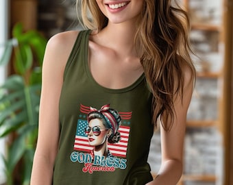 Patriotic Racerback Tank Top: July 4th American Flag Shirt