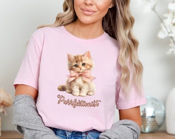 Coquette Cat Shirt: Kitten with Bow - Cat Lover Tee