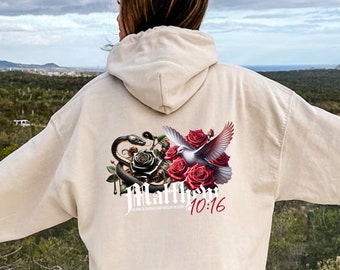 Womens Christian Hoodie: Bible Verse Dove & Roses Sweatshirt