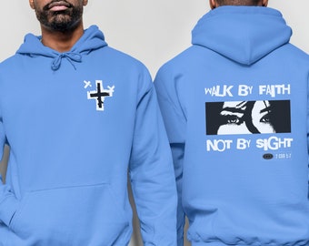 Walk By Faith Christian Hoodie: Cotton-Blend Men's Trendy Fit