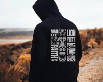 Lion of Judah Hoodie, Men's Religious Christian Gift, Spiritual Lion Sweatshirt, Men's Faith Apparel, Lion of Judah Clothing, Revelations