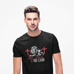 Lion and Lamb Christian Comfort Colors Tee: Men&#39;s Biblical Graphic Shirt