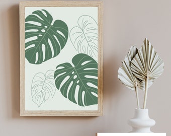 Monstera Plant Art Print, Botanical Home Decor (Digital Download)
