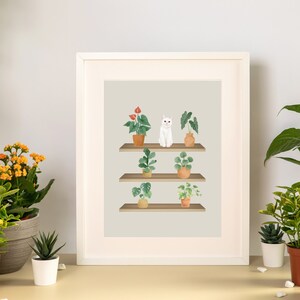 Cats and House Plants Print, DIGITAL DOWNLOAD, Printable Wall Art