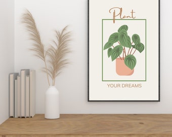 Potted Plants Art Print, Boho Home Decor (Digital Download)