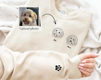 Custom Dog Photo Sweatshirt, Dog Owner Xmas Gift, Personalized Pet Portrait from Photo, Custom Dog Cat Drawing Shirt, Pet Memorial Gift