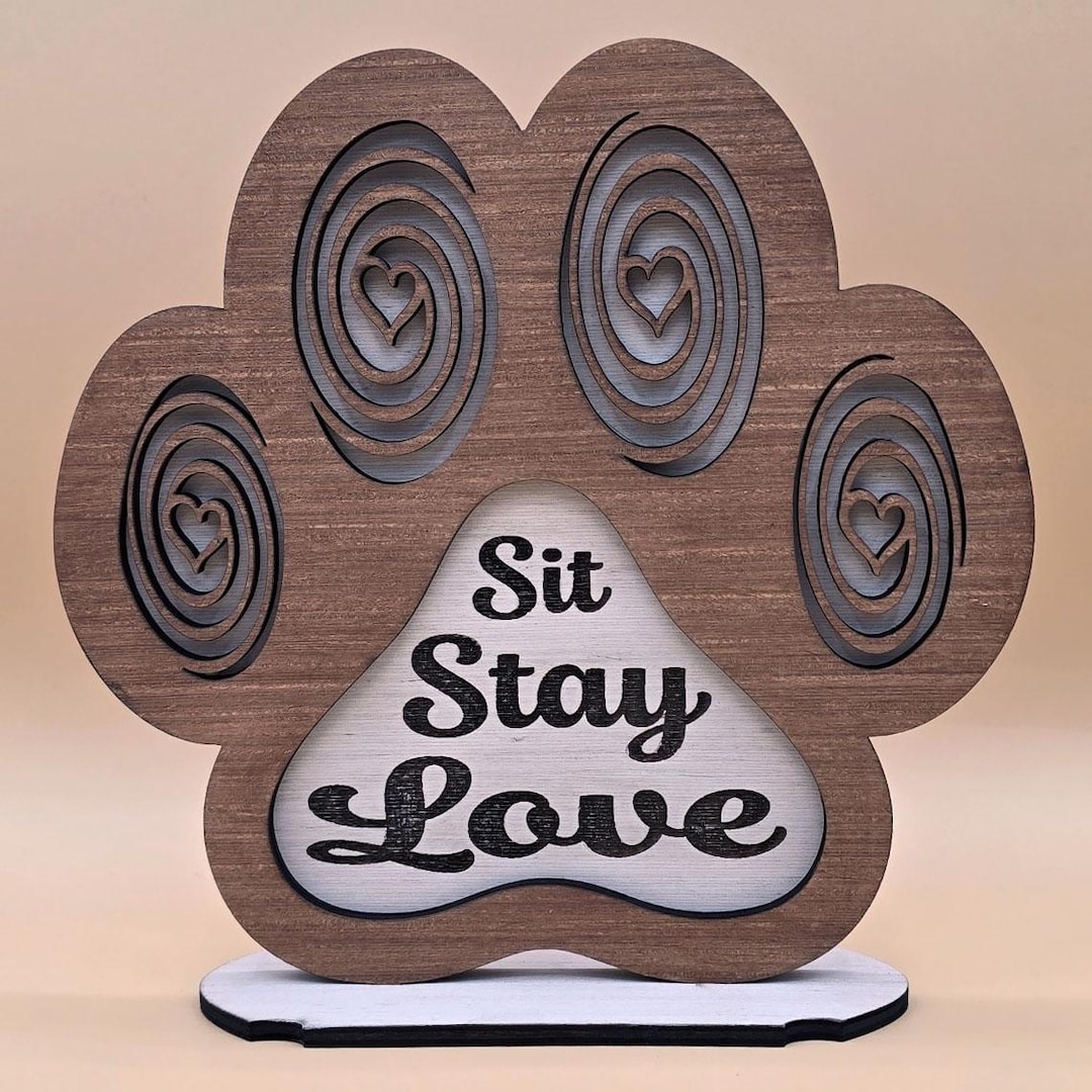 Paws Lettering 3d Sign Dog Paw Sign Laser Cut Files | Paws Welcome | Be Pawsitive | Digital ...