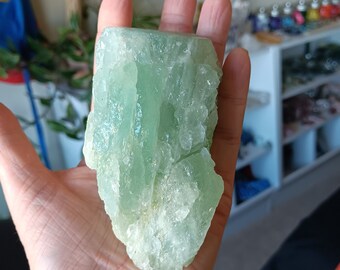 Natural Aquamarine raw stone for healing work or decor, infused with Reiki energy