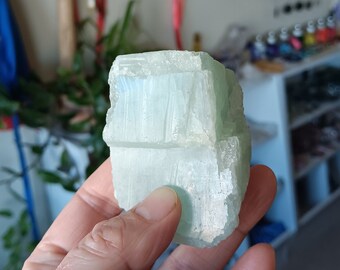 Natural Aquamarine raw stone for healing work or decor, infused with Reiki energy