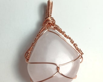 Wire Wrapped Rose Quartz Necklace