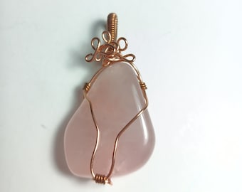 Wire Wrapped Rose Quartz Necklace