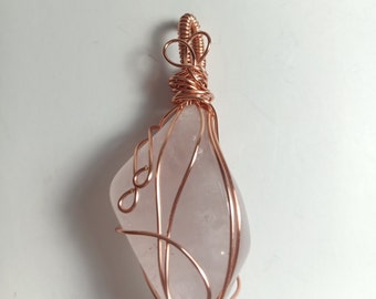 Wire Wrapped Rose Quartz Necklace