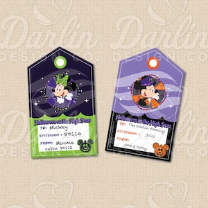 DCL Fisch Verlängerung Geschenkanhänger - Halloween auf hoher See | Kapitän Mickey und Minnie Design | Digitaler Download | Gruselig