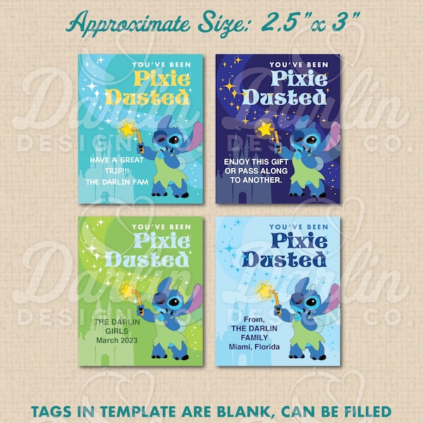 Stitch Pixie Dust Gift Tags - You've Been Pixie Dusted - Instant Download PDF