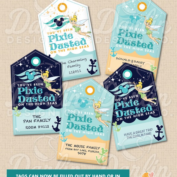 Étiquettes cadeaux Pixie Dust - You've Been Pixie Dusted on the High Seas - Téléchargement instantané PDF à remplir à la main ou sous forme numérique