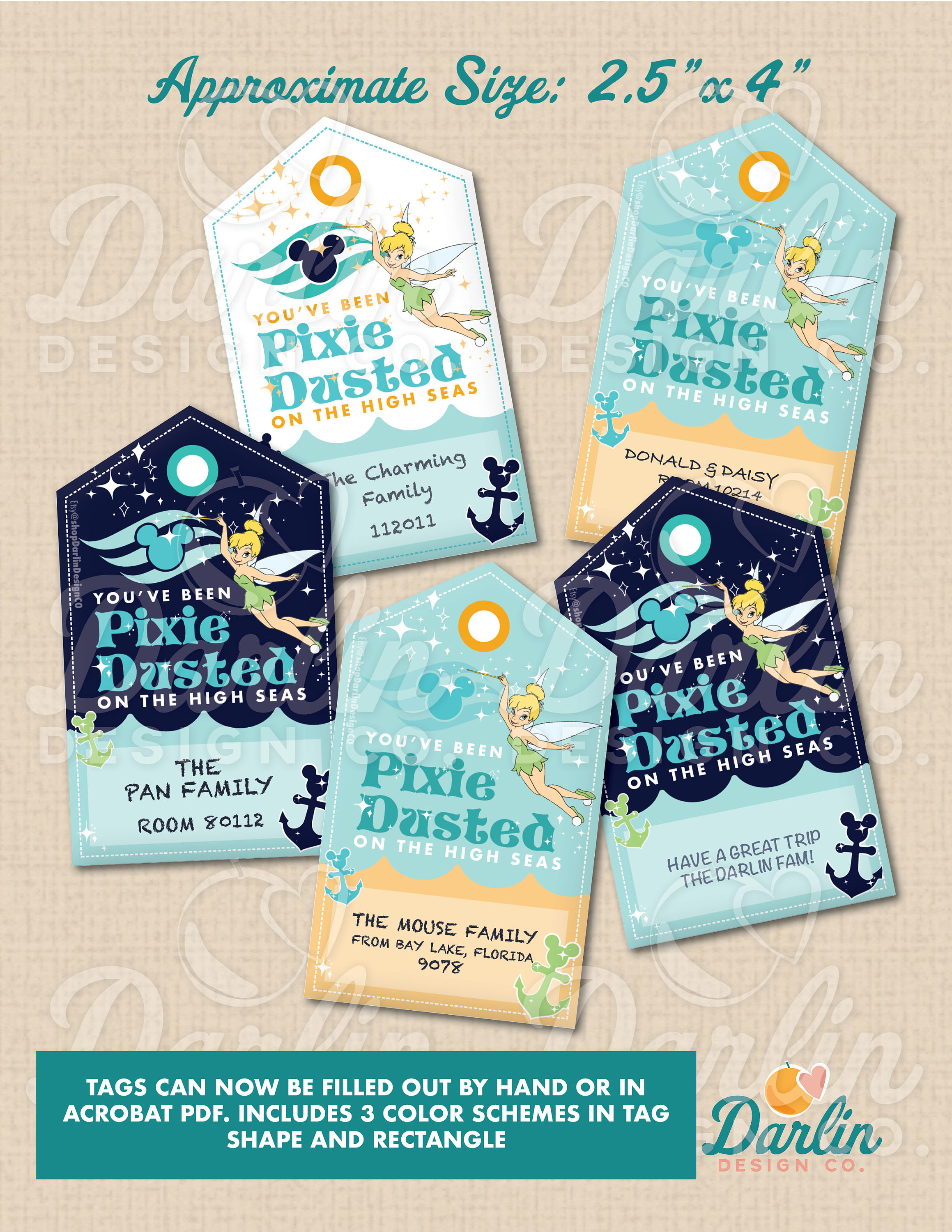 Pixie Dust Gift Tags - You've Been Pixie Dusted on the High Seas - Instant Download PDF Hand Fill Out or Digital Form