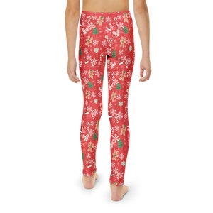 Youth Full-Length Leggings Mickey's Very Merry Christmas Party MVMCP Red Printed- Snowflake Gingerbread Cookie image 4