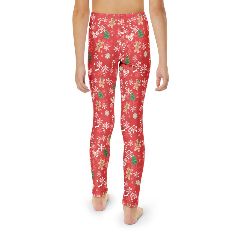 Youth Full-Length Leggings Mickey's Very Merry Christmas Party MVMCP Red Printed- Snowflake Gingerbread Cookie image 4