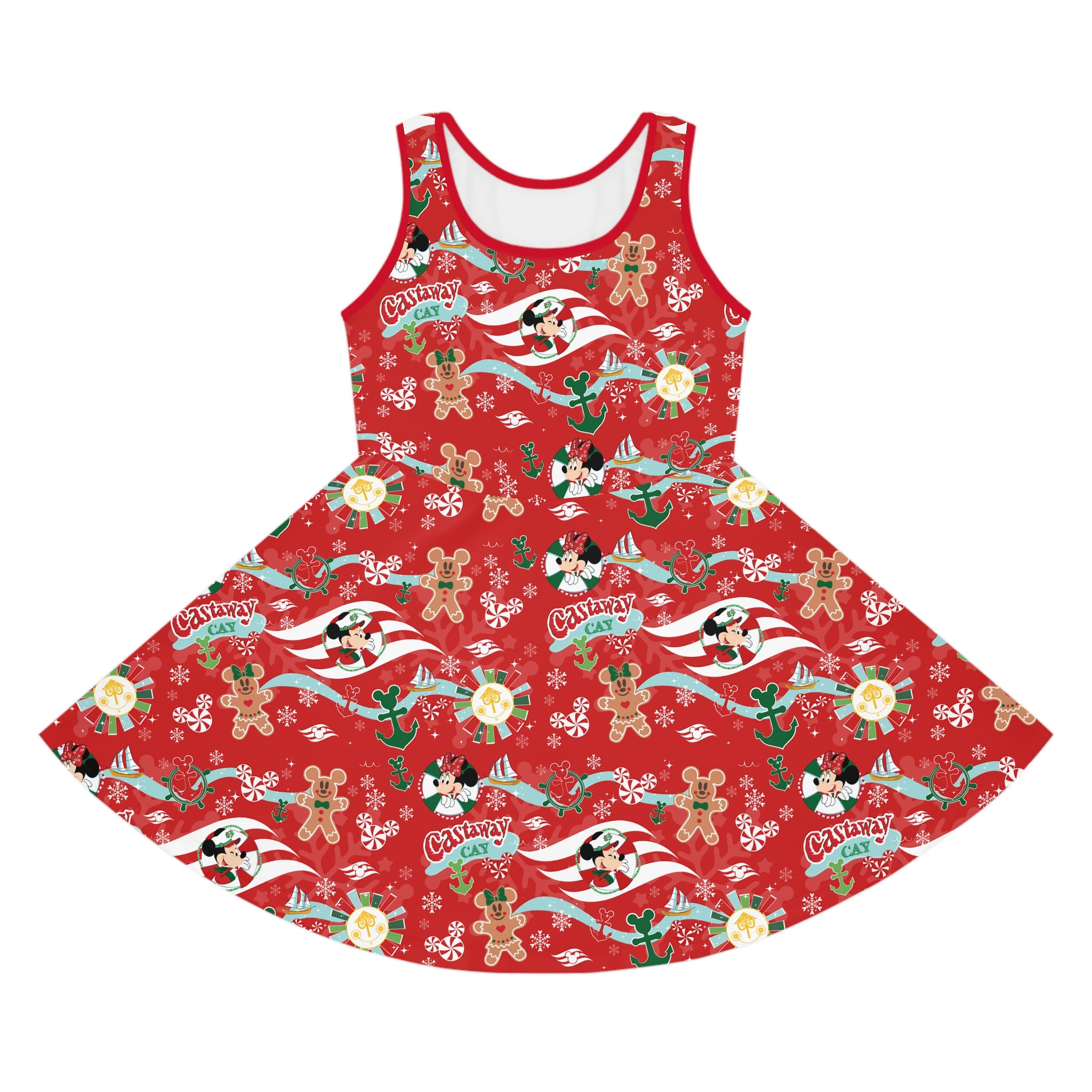 Girls' Sleeveless Sundress DCL Very Merrytime Cruise with Mickey and Minnie Magical Cruise Merry Christmas Holiday