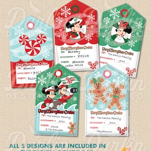 Geschenkanhänger | DCL Fischverlängerer - Merrytime Christmas Cruise | Kapitän Mickey und Minnie Design | Digitaler Download | Druckbar