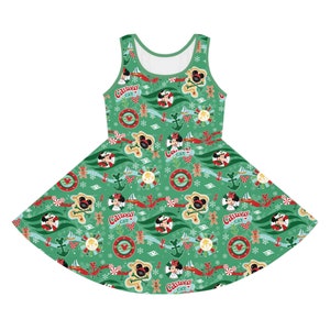 Robe d'été sans manches fille vert DCL Very Merrytime Cruise avec Mickey et Minnie Magical Cruise Merry Christmas Holiday