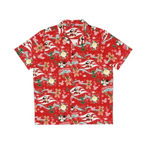 Men's Hawaiian Shirt with DCL Very Merrytime Cruise with Mickey and Minnie Magical Cruise Inspired Design