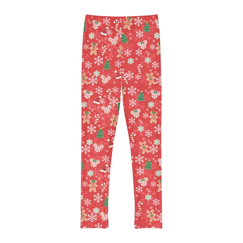 Youth Full-Length Leggings Mickey's Very Merry Christmas Party MVMCP Red Printed- Snowflake Gingerbread Cookie image 6
