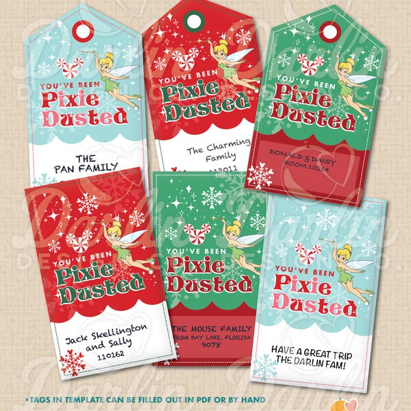 Pixie Dust Gift Tags - Christmas Color Scheme - You've Been Pixie Dusted Customizable - Instant Download PDF - Very Merrytime Cruise