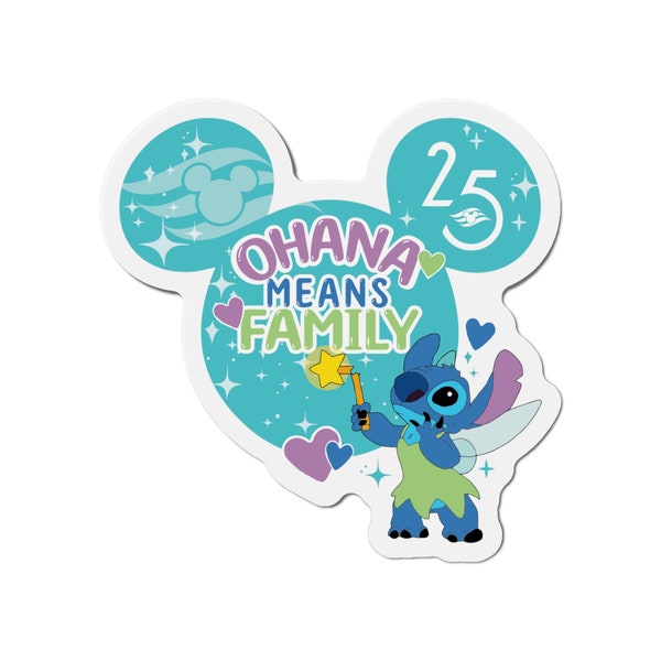 DCL Cruise Room Door Magnet - Ohana Means Family Stitch 5 Inch