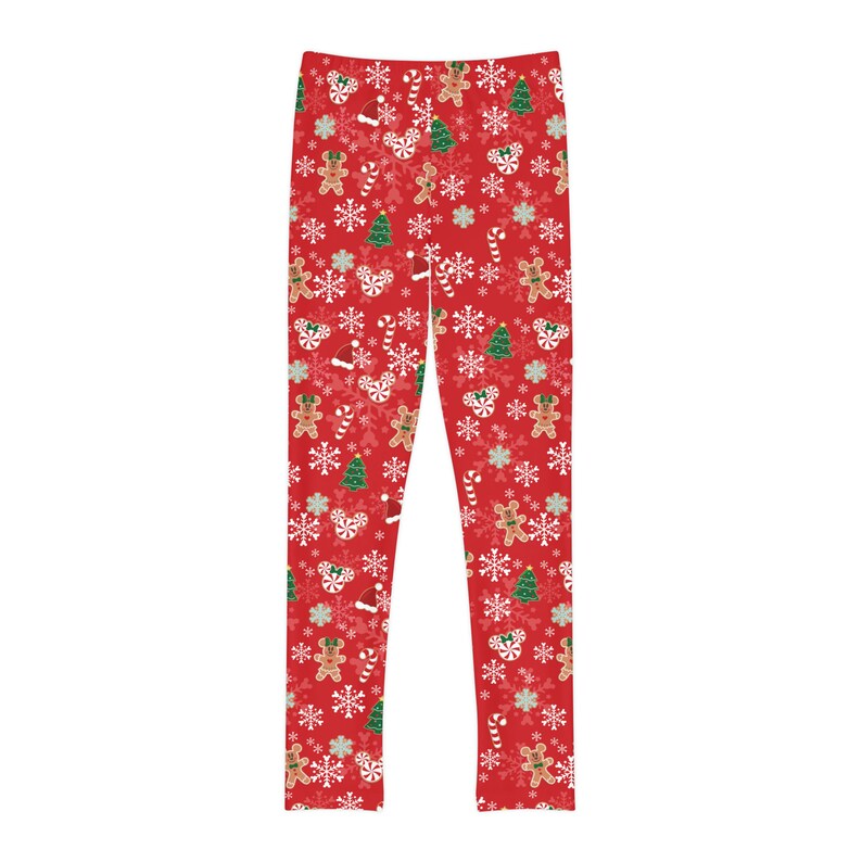 Youth Full-Length Leggings Mickey's Very Merry Christmas Party MVMCP Red Printed- Snowflake Gingerbread Cookie image 5