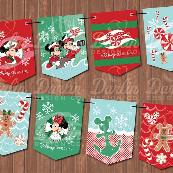 DCL Stateroom Banner - Bunting - Decoration - Digital Download - Instant Download & Print - Very Merrytime Cruise Christmas Holiday Decor