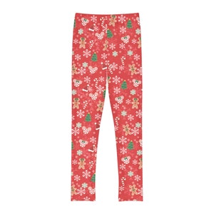 Youth Full-Length Leggings Mickey's Very Merry Christmas Party MVMCP Red Printed- Snowflake Gingerbread Cookie image 2