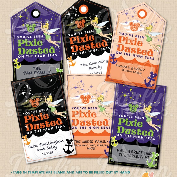 Pixie Dust Gift Tags - Halloween Color Scheme - You've Been Pixie Dusted on the High Seas - Instant Download PDF