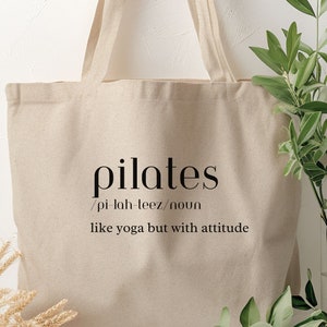 Pilates Canvas Shopping Tote Bag, Pilates Instructor Gift, Funny Gift for Pilates Teachers, Pilate Gift