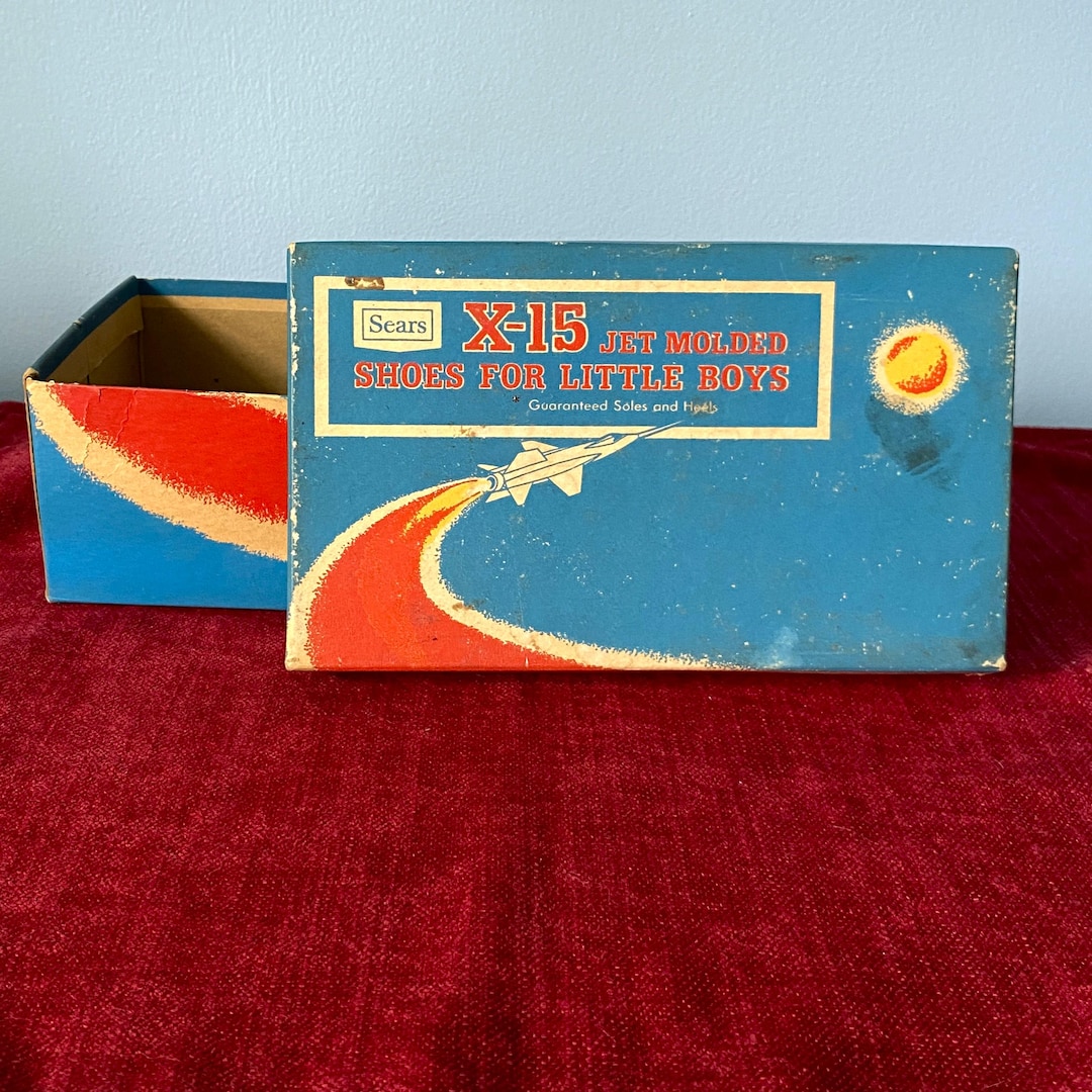 Vintage Shoe Box Sears X-15 Jet Molded Shoes for Little Boys